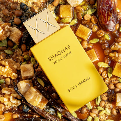 Swiss Arabian Shaghaf Vanilla Toffee Eau de Parfum Unisex 75ML - Eine dekadente Süße von buttrigem Toffee und reichhaltigem Arabica-Kaffee - Verführerischer süßer Duft